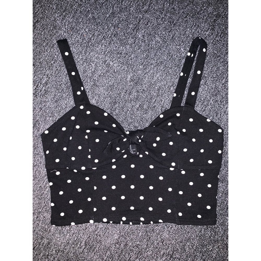 Black Polka Dot Crop Top